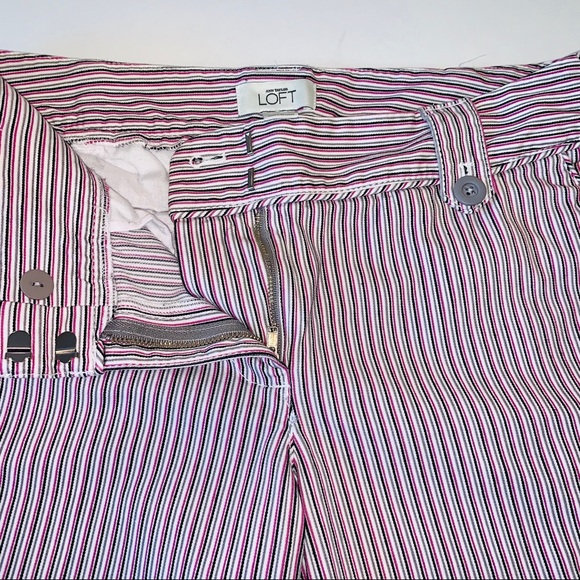 Loft Pinstriped Cotton Denim Bermuda Shorts - Picture 6 of 7